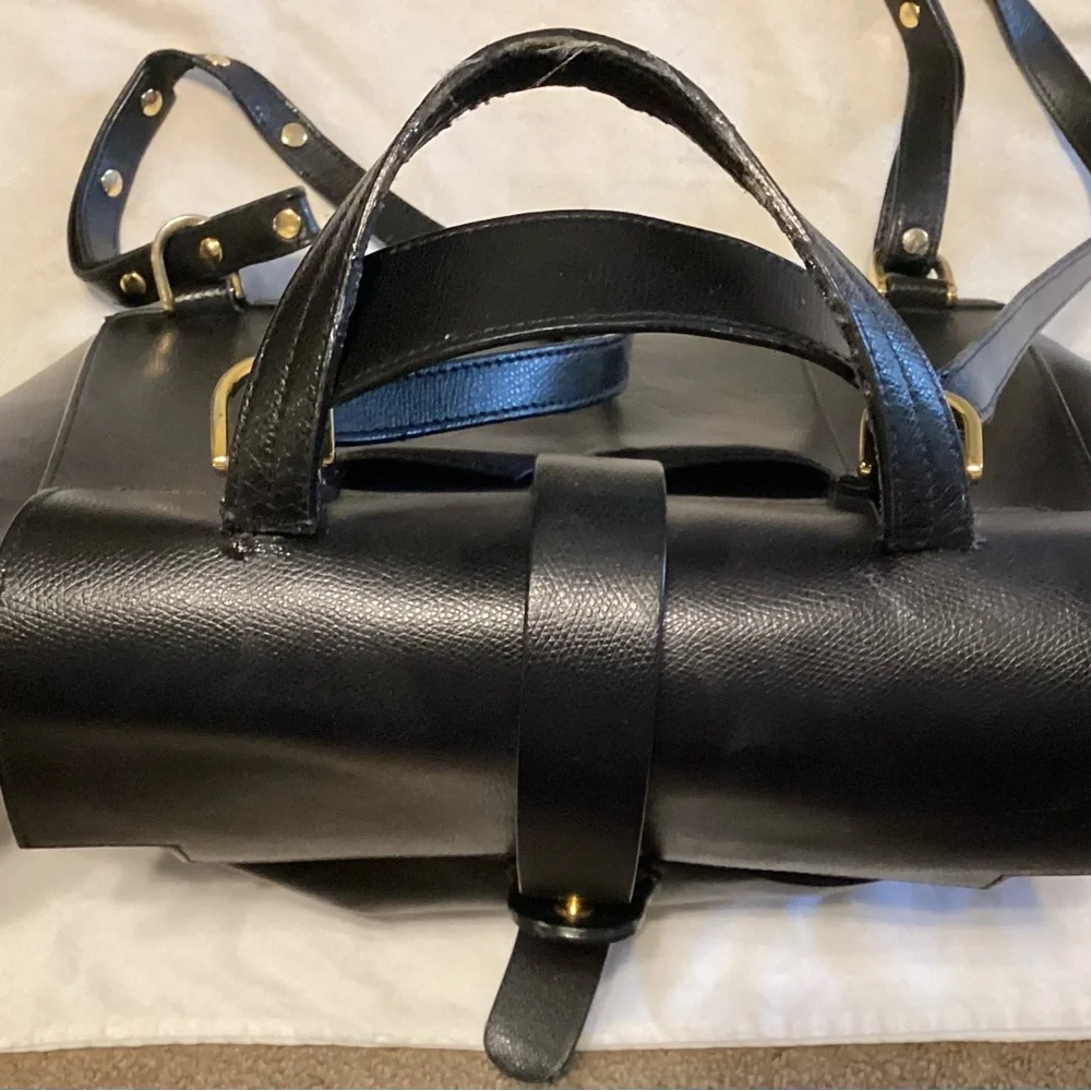 Black Leather Men's Backpack - Sleek Everyday Bag